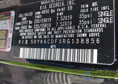 2024 Kia Sportage X-Line z USA, uszkodzony, nr VIN 5XYK6CDF3RG138856